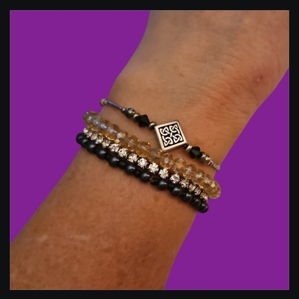 Set of Four Stretch Cuff Bracelets